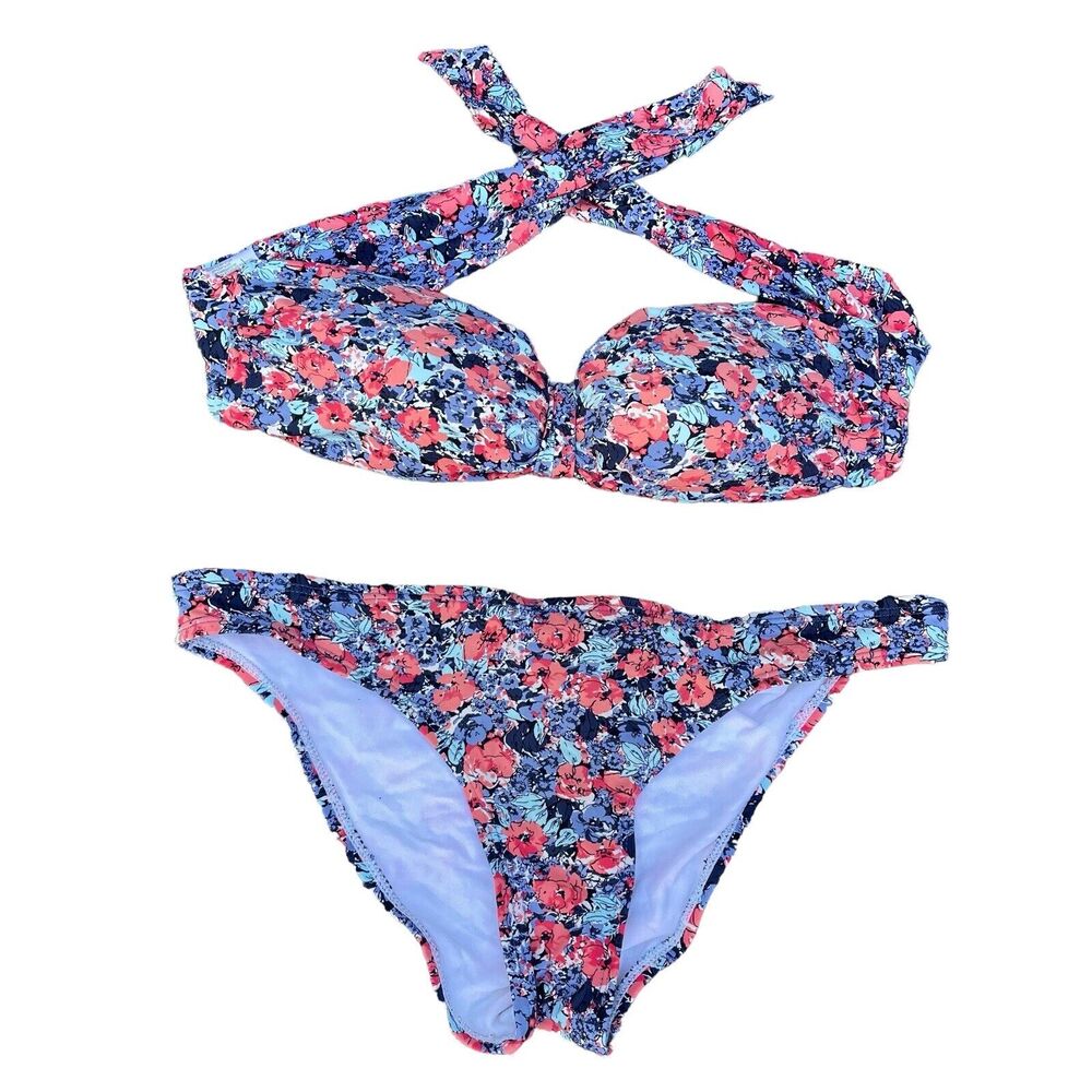 BCBG Generations‎ Bikini Sz M Multicolored Blues and Coral Excellent Condition